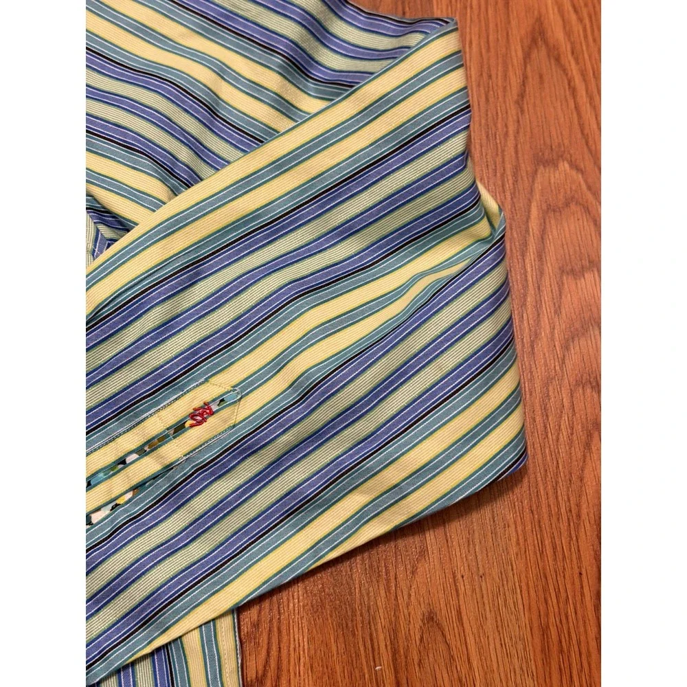 Robert Graham Shirt Mens Extra Large Striped Flip Cuff Classic Fit